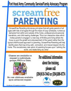 ScreamFree Parenting introduces principles that will guide parents of all ages (with kids of all ages) through the maze of busy schedules, numerous demands from within and outside of the home, professional and personal t