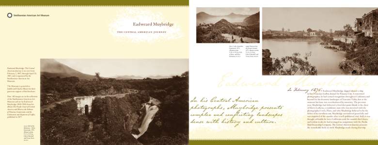 Eadweard Muybridge the central american journey above: Lake Amatitlán, Guatemala, 1875, albumen print,
