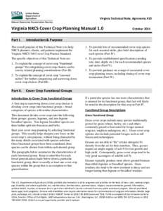 Virginia Technical Note, Agronomy #10  Virginia NRCS Cover Crop Planning Manual 1.0 Part I.  October 2015