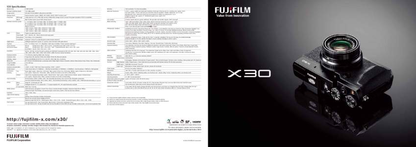 X30 Specifications Model name FUJIFILM X30  Hot shoe