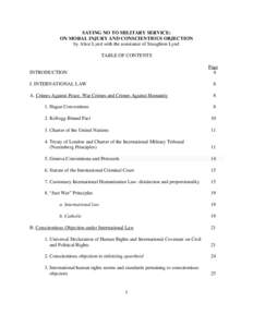 SAYING NO TO MILITARY SERVICE: ON MORAL INJURY AND CONSCIENTIOUS OBJECTION by Alice Lynd with the assistance of Staughton Lynd TABLE OF CONTENTS Page 4