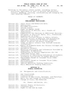 PUBLIC SCHOOL CODE OF 1949 Act of Mar. 10, 1949, P.L. 30, No. 14 AN ACT Cl. 24