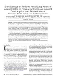 Effectiveness of Policies Restricting Hours of Alcohol Sales in Preventing Excessive Alcohol Consumption and Related Harms