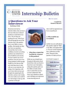 Internship Bulletin MarchQuestions to Ask Your Interviewer