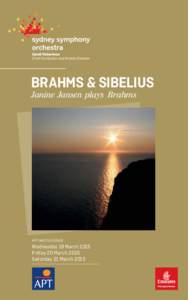 BRAHMS & SIBELIUS Janine Jansen plays Brahms APT MASTER SERIES  Wednesday 18 March 2015