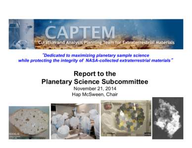 CAPTEM: Report to the Planetary Science Subcommittee