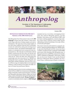 Anthropolog Newsletter of The Department of Anthropology National Museum of Natural History Summer 2006