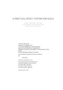 A PRACTICAL EFFECT SYSTEM FOR SCALA THIS IS A TEMPORARY TITLE PAGE It will be replaced for the final print by a version provided by the service academique.  Thèse No)