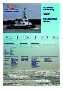 Sea, Harbour & Terminal Tug ”SIRIUS” 40 ton Bollard Pull 2900 bhp