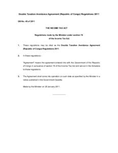 Double Taxation Avoidance Agreement (Republic of Congo) Regulations 2011