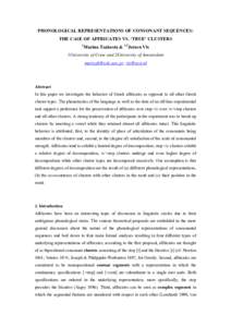 Problem: What is the phonological status of affricates as opposed to other (‘true’) clusters