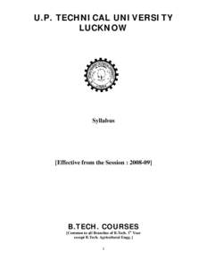 U.P. TECHNICAL UNIVERSITY LUCKNOW Syllabus  [Effective from the Session : ]