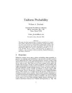 Uniform Probability William A. Dembski Conceptual Foundations of Science