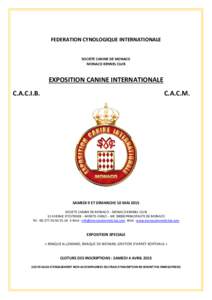 FEDERATION CYNOLOGIQUE INTERNATIONALE  SOCIETE CANINE DE MONACO MONACO KENNEL CLUB  EXPOSITION CANINE INTERNATIONALE
