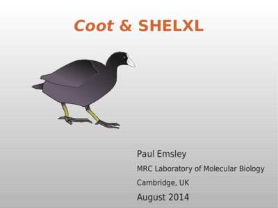 Coot & SHELXL  Paul Emsley MRC Laboratory of Molecular Biology Cambridge, UK