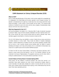 CAPA Statement on Colony Collapse Disorder (CCD)