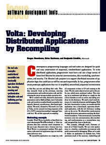 focus  software development tools Volta: Developing Distributed Applications