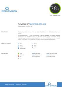 78.2 Your website score Review of taronga.org.au Generated on[removed]