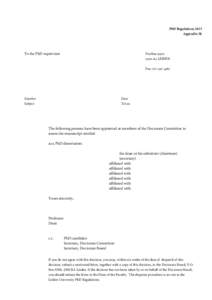 PhD Regulations 2015 Appendix 5b To the PhD supervisor  Postbus 