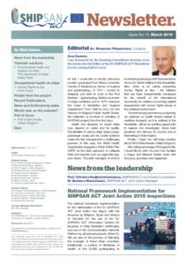 Newsletter. Issue No 13. March 2015 In this issue… News from the leadership Thematic sections