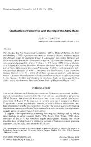 European Journal of Personality, Vol. 8, [removed]Clarification of Factor Five with the help of the AB5C Model JOHN A. JOHNSON* Pennsylvania State University, DuBois Campus, U. S. A.