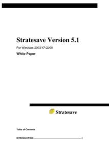 Stratesave Version 5.1 For Windows 2003/XP/2000 White Paper  Stratesave