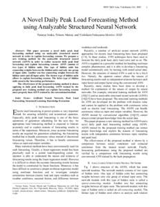 A Novel Daily Peak Load Forecasting Method using Analyzable Structured Neural Network