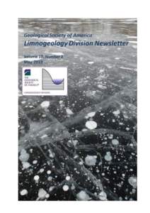 1  Limnogeology Division Newsletter Volume 10, Number 2 May 2013