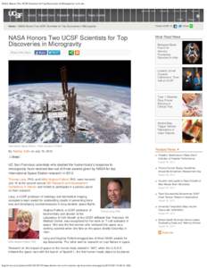 NASA Honors Two UCSF Scientists for Top Discoveries in Microgravity | ucsf.edu