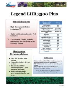 Legend LHR 3500 Plus Benefits/Features: Characteristics & Placement