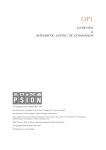 OPL OVERVIEW & ALPHABETIC LISTING OF COMMANDS   Copyright Psion Computers PLC 1997
