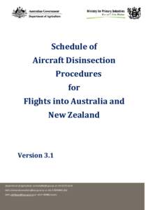 Schedule of Aircraft Disinsection Procedures for Flights into Australia and New Zealand
