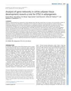 RESEARCH ARTICLEDevelopment 138, doi:dev © 2011. Published by The Company of Biologists Ltd  Analysis of gene networks in white adipose tissue