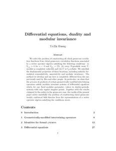 Differential equations, duality and modular invariance Yi-Zhi Huang