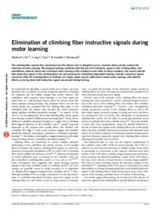 Elimination of climbing fiber instructive signals during motor learning