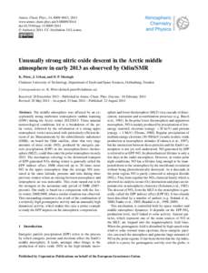 Atmos. Chem. Phys., 14, 8009–8015, 2014 www.atmos-chem-phys.netdoi:acp © Author(sCC Attribution 3.0 License.  Unusually strong nitric oxide descent in the Arctic middle