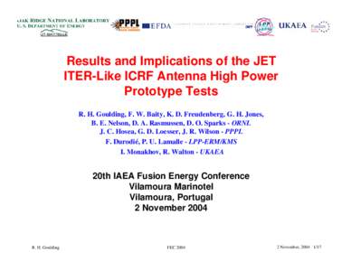 LPP M• K M S ER Results and Implications of the JET ITER-Like ICRF Antenna High Power
