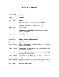 Scientific Programme  FEBRUARY 2 Tuesday
