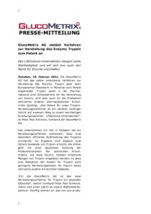 PM_GlucoMetrix_AG_ meldet_Herstellungsverfahren_für_Trypsin_zum_Patent_an_20110215