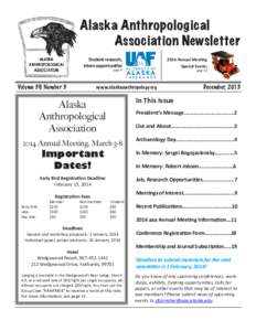 Alaska Anthropological 	 Association Newsletter Student research, intern opportunities