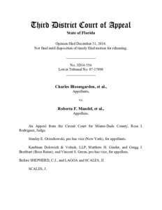 Third District Court of Appeal State of Florida Opinion filed December 31, 2014. Not final until disposition of timely filed motion for rehearing. ________________ No. 3D14-556