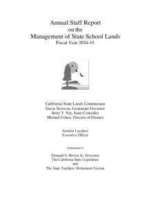 Annual Staff Report on the Management of State School Lands Fiscal Year