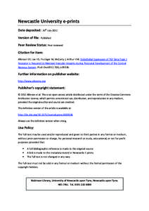 Newcastle University e-prints Date deposited: Version of file: 30th July 2012