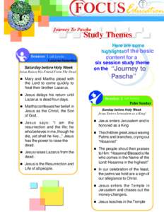 Journey To Pascha  Study Themes Here are some highlights of the basic