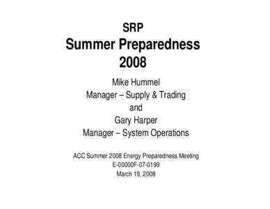 Summer Preparedness  2004