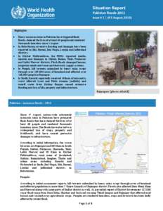 WHO Situation Report |Pakistan floods  Issue # 1| 4-5 August, 2013 Situation Report  Pakistan floods-2013