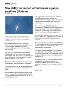 New delay for launch of Europe navigation satellites (Update)