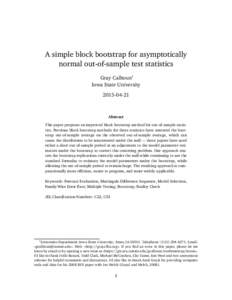 A simple block bootstrap for asymptotically normal out-of-sample test statistics Gray Calhoun∗ Iowa State University