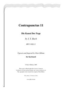 Contrapunctus 11 Die Kunst Der Fuge by J. S. Bach BWV 1008,11  Typeset and fingered by Peter Billam
