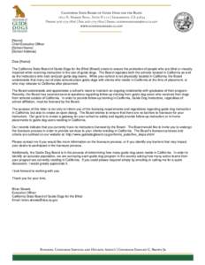 California State Board of Guide Dogs for the Blind - Letter to Out-of-State Schools